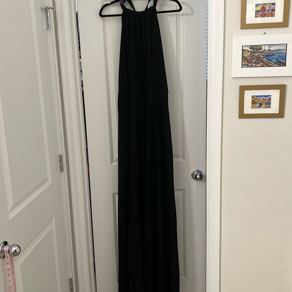 Black Halter Open Back Dress